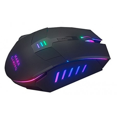 Mars Gaming MM116 - Ratón gaming para PC 3200 DPI, sensor óptico profesional, iluminación 7 colores RGB flow, 6 botones gami