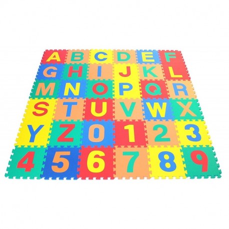 Juego de 36 unidades de goma EVA de KRAFTZ®, para niños, diseño de la A a la Z y del 0 al 9, multicolor, con patrón en forma 