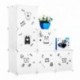 LANGRIA Armario Modular Organizador Convertible de 6 Cubos con Puertas, 1 Barra para Colgar Ropa, Pegatinas Adhesivas Decorat