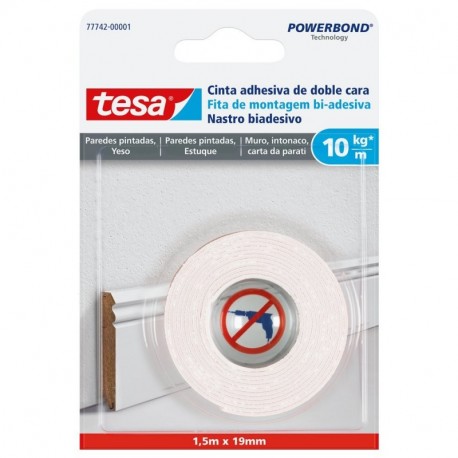 Tesa 77742-00001-00 Cinta de Doble Cara para Paredes Pintadas Y Yeso 10 Kg/M