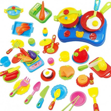 Juguete de Cocina Juego de Comida 60 Piezas Utensilios de Cocina para Niños Regalo