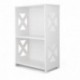 Finether-Estantería de Madera-Plástico Estante de Almacenamiento y Organización Librería con Dibujo de 2 Estantes Baldas WPC,