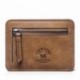 Teemzone Monedero Tarjetero de Piel Hombre Pequeño Cartera de Cremallera Monedas Bolsillo Marrón 