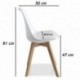 Pack 2 sillas Lucia Blanco, pata madera y asiento acolchado, estilo nórdico