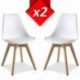 Pack 2 sillas Lucia Blanco, pata madera y asiento acolchado, estilo nórdico