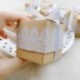 JZK 50 x cordón papel kraft fiesta cajas favor caja de regalo para los favores, dulces papel picado, pequeños regalos y joyas