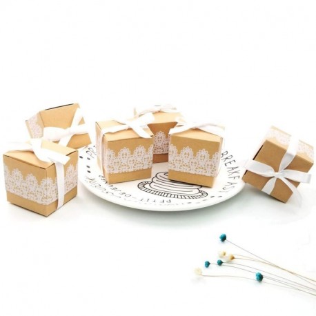 JZK 50 x cordón papel kraft fiesta cajas favor caja de regalo para los favores, dulces papel picado, pequeños regalos y joyas