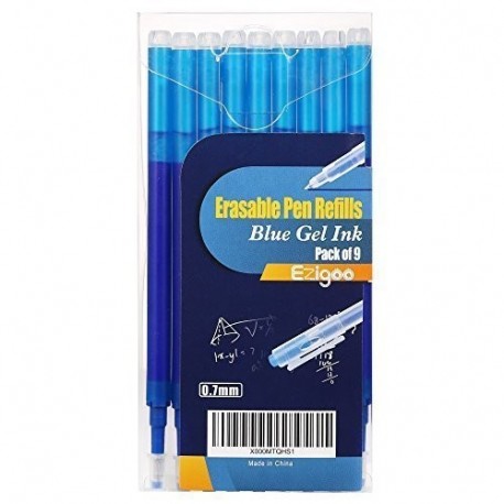 Recargas Bolígrafos Borrables Punta de 0.7 mm – Recargas de Color Azul Paquete de 9 - Ezigoo - 9BL000