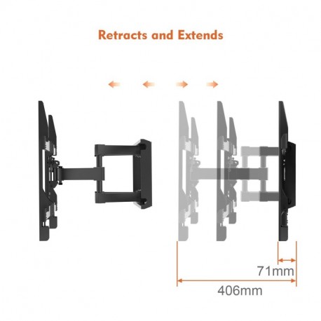 Perlegear PGLFK1-E - Soporte de pared giratorio, articulado e inclinable para pantallas de 37-70” LCD OLED Plasma Televisores