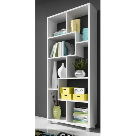 SelectionHome - Estantería librería de diseño Comedor salón, Color Blanco Mate, Medidas: 68,5 x 161 x 25 cm de Fondo