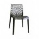 Meubletmoi Set de 4 sillas Negro Humo Transparente - diseños y apilables - policarbonato de Alta Calidad - Colección GRUYER