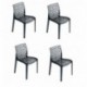 Meubletmoi Set de 4 sillas Negro Humo Transparente - diseños y apilables - policarbonato de Alta Calidad - Colección GRUYER