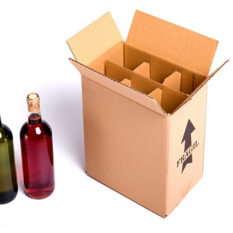  15x Caja para botellas de vino CON separadores de cartón rejilla | TELECAJAS Para 6 botellas PACK DE 15 UNIDADES 