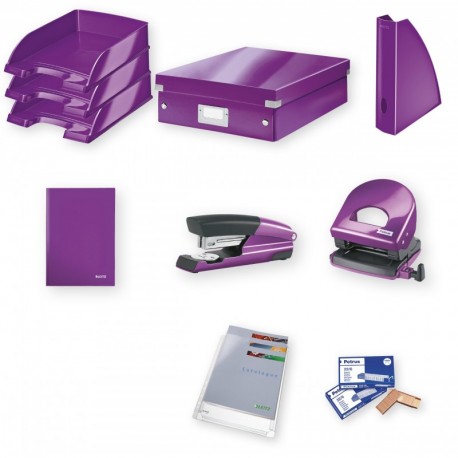 Leitz Home Office Kit Grande, Grapadora, Perforadora, Cuaderno, Accesorios de almacenamiento y Fundas de plástico y Grapas de