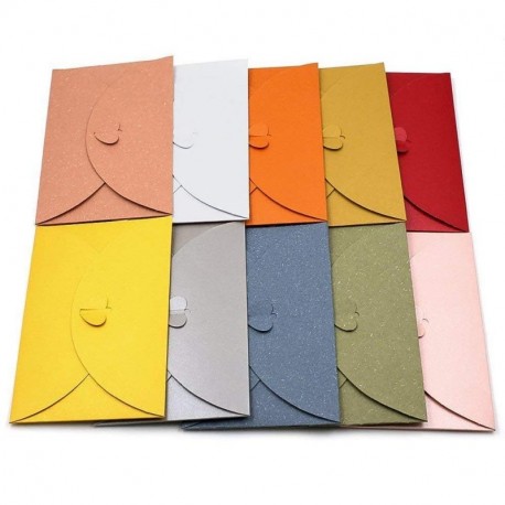 Lot de 20 enveloppes en papier kraft colorées avec fermoir en forme de cœur - Pour cartes postales, 20pcs