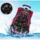 Bolsa de escuela mochila de escuela ruedas chica niña nailón impermeable desmontable para alumnas la escuela primaria Negro 