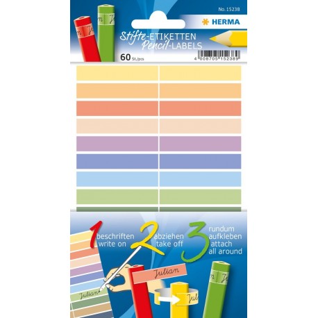 HERMA 15238 Rectángulo Permanente Multicolor 60pieza s - Etiqueta autoadhesiva Multicolor, Rectángulo, Permanente, Papel, 4