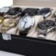 Readaeer Caja para Relojes con 12 compartimentos , Buzón Memoria con tapa de cristal negro de piel sintética