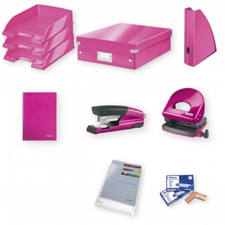 Leitz Home Office Kit Grande, Grapadora, Perforadora, Cuaderno, Accesorios de almacenamiento y Fundas de plástico y Grapas de