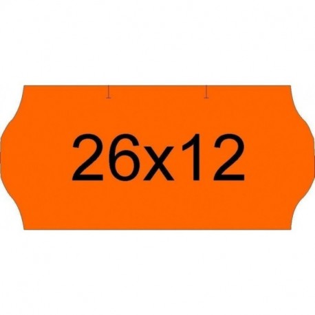 1500 Etiquetas precio color naranja, soporta el congelado para etiquetadoras manuales de una línia medidas 26x12mm 1500 