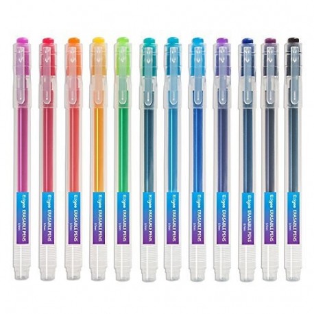 Bolígrafo Borrable Punta 0.7 mm –Bolígrafo de Tinta Borrable Recargable Colores Variados Paquete de 12 - Ezigoo - 9BL000