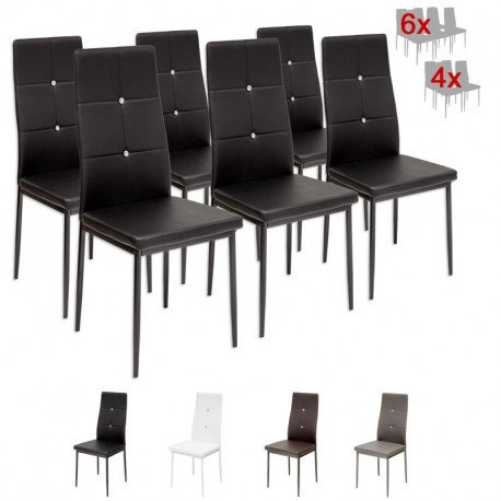 Albatros 3098 Diamond Set de 6 sillas de Comedor, Negro, SGS Tested