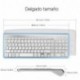 JOYACCESS Pack de Teclado y Ratón Inalámbricos Multimedia compactos Teclado Wireless Silenciosa y Ratón-Blanco+Plata QWERTY 