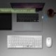 JOYACCESS Pack de Teclado y Ratón Inalámbricos Multimedia compactos Teclado Wireless Silenciosa y Ratón-Blanco+Plata QWERTY 