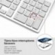 JOYACCESS Pack de Teclado y Ratón Inalámbricos Multimedia compactos Teclado Wireless Silenciosa y Ratón-Blanco+Plata QWERTY 