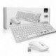 JOYACCESS Pack de Teclado y Ratón Inalámbricos Multimedia compactos Teclado Wireless Silenciosa y Ratón-Blanco+Plata QWERTY 