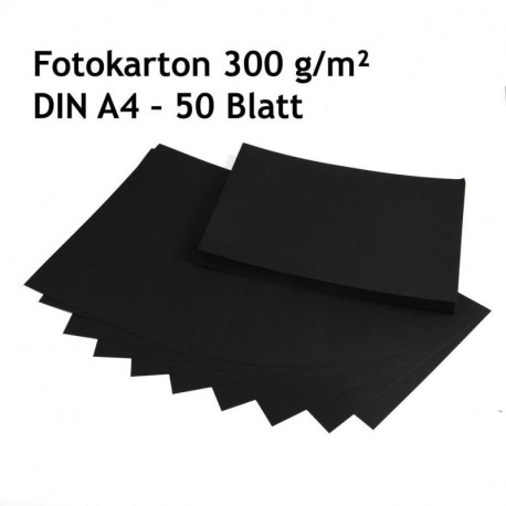 Cartulina para foto, cartulina artesanal, color negro, 50 hojas, DIN A4, alta calidad, 300 g/m²