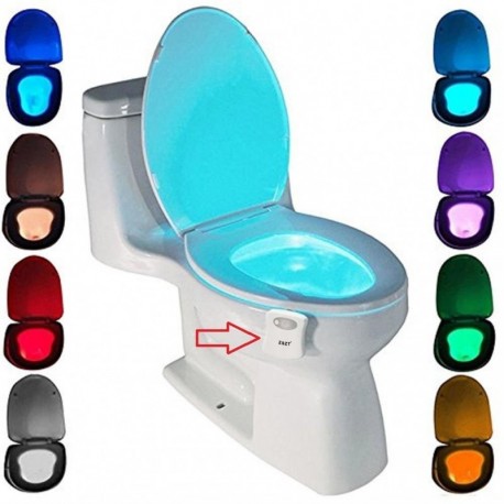 WC luz nocturna, ZSZT LED Luz de Inodoro Luz con Detección de movimiento del sensor automático, 8 Cambio de Color,Funciona co