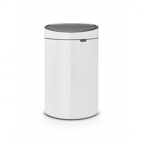 Brabantia Touch Bin Cubo de Basura, 40 litros, Acero Inoxidable, Blanco