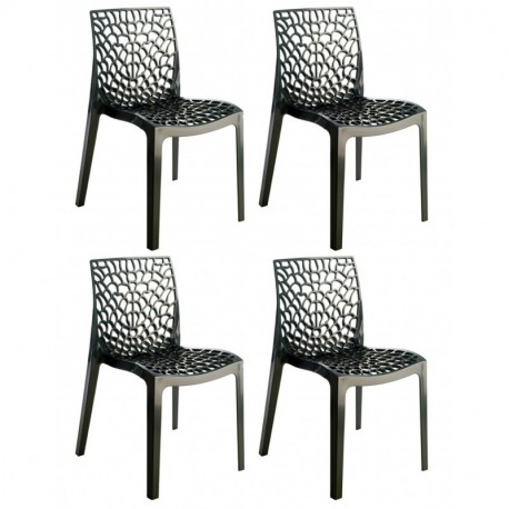 Meubletmoi Set de 4 sillas apilables de diseño Calado - Producto de Polipropileno de Alta Calidad y Confort - Collection GRUY