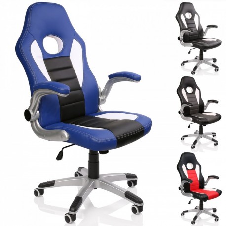 TRESKO® Silla de oficina Racing Gaming giratoria, escritorio ordenador, 4 colores diferentes, reposabrazos acolchados y regul