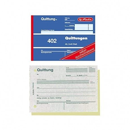 Herlitz 7876147 Bloc de facturas A6 402 2 x 40 hojas, papel autocopiativo, 10er Pack, 1