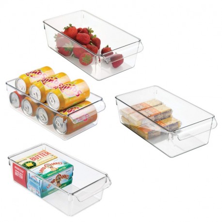 mDesign Cajas organizadoras grandes con asa - cajas plasticas ideales para cocina, en armarios o como caja para nevera - 4 pi