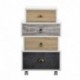 [en.casa]®] Cómoda diseño Retro Highboard/Sideboard con 4 cajones - Blanco/Gris/Roble con Ruedas