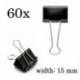 JZK 60 x Mini clips / pinzas metálicas carpeta clips papel con una caja, Negro, 15 mm