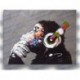 Banksy Mono Con Auriculares Decoración Pared Impresión Sobre Lienzo / Colorido chimpancé Escucha a la música auriculares Esta