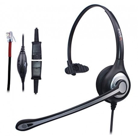 Auriculares Teléfono Fijo RJ9 Mono, Micrófono con Cancelación de Ruido, Quick Disconnect, WANTEK Cascos Centro de Llamadas pa