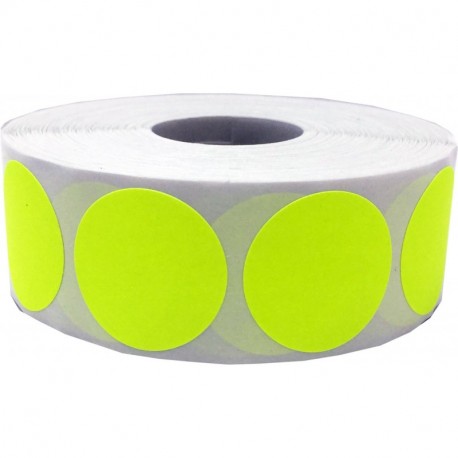 Fluorescente Amarillo Circulo Punto Pegatinas, 25 mm 1 Pulgada Redondo, 500 Etiquetas en un Rollo