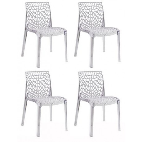Meubletmoi Set de 4 sillas de diseño Perforado y apilable - Confort y Producto de Polipropileno de Alta Calidad - Colección G