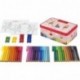 Faber-Castell 155534 - Caja metálica con 33 rotuladores Connector, 10 clips y 2 plantillas para colorear con motivo de bailar