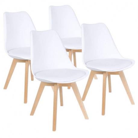 Naturelifestore Pack de 4 sillas de Comedor/Oficina con Madera de Haya Piernas para Comedor/Sala de Estar/Café / Restaurante,
