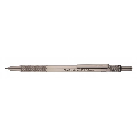 Caso Minas lápiz hexagonal de diseño ajustable 2,0 mm portaminas gris de plata Model. Graph de X
