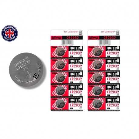 Maxell CR2032 3 V batería de litio pilas de botón moneda, Plateado, Pack de 20