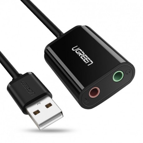 UGREEN Tarjeta de Sonido USB, Tarjeta de Sonido Externa Adaptador Audio y Micrófono 3.5mm para Altavoces, Auriculares y Micró
