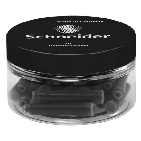Schneider cartucho de tinta estándar para pluma estilográfica, negro, 30 Bote redondo
