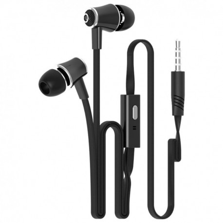 Tefamore Auriculares Estéreo De 3.5mm Con Micrófono En-Oído Para Teléfono Móvil Negro 